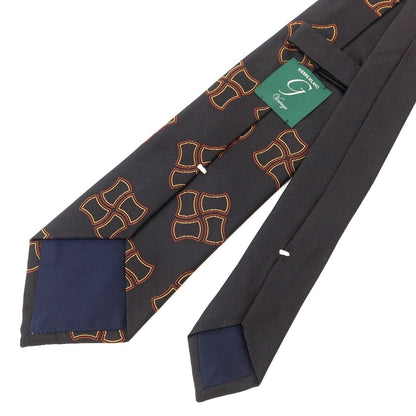 [New] GIERRE Panel Pattern Tri-Fold Silk Tie Black x Orange [BLK] [S/S/A/W] [Condition Rank N] [Men&