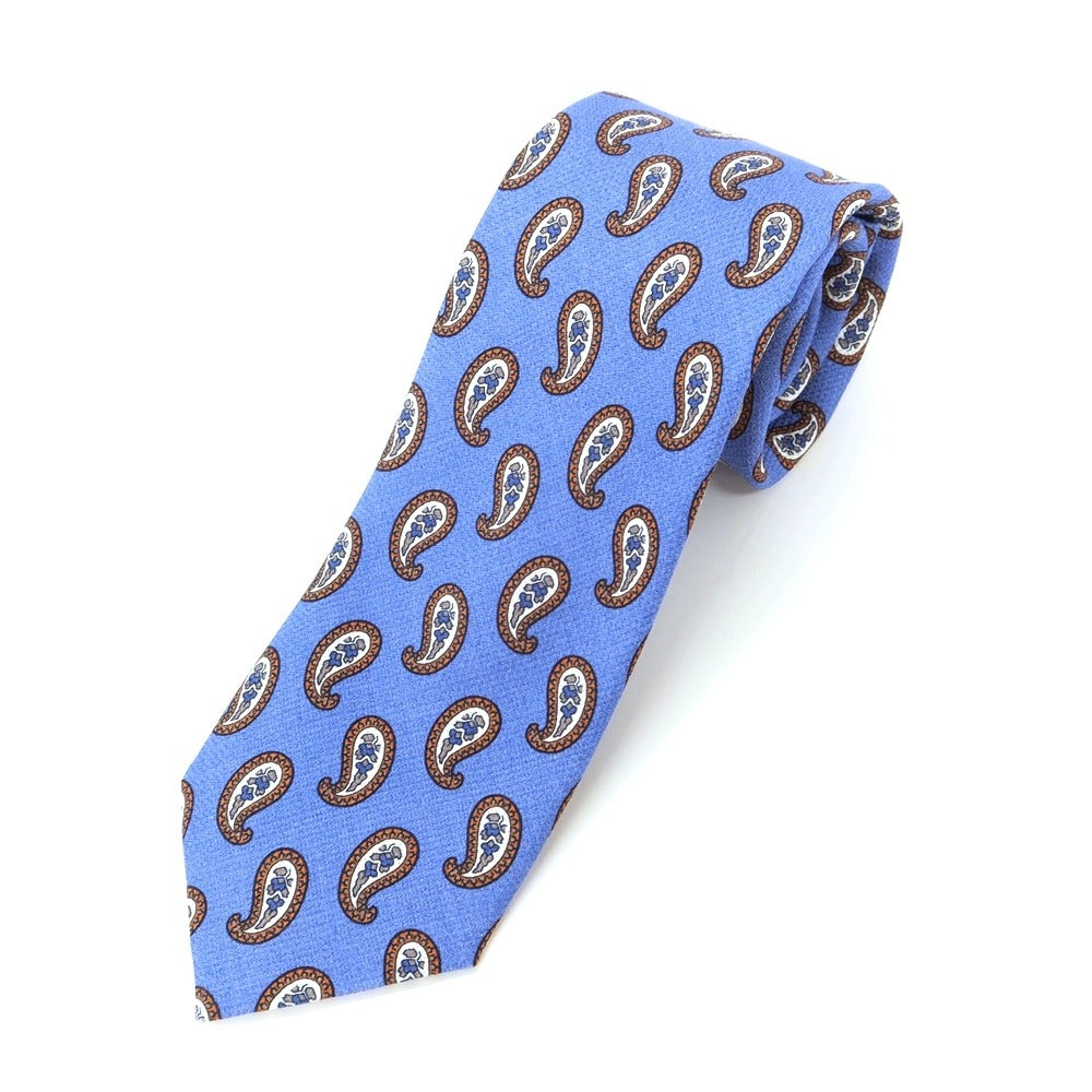 [New] GIERRE Paisley Print Tri-Fold Silk Tie Blue x Orange [BLU] [S/S/A/W] [Condition Rank N] [Men&