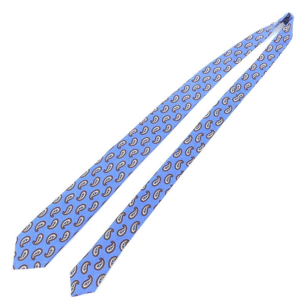 [New] GIERRE Paisley Print Tri-Fold Silk Tie Blue x Orange [BLU] [S/S/A/W] [Condition Rank N] [Men&