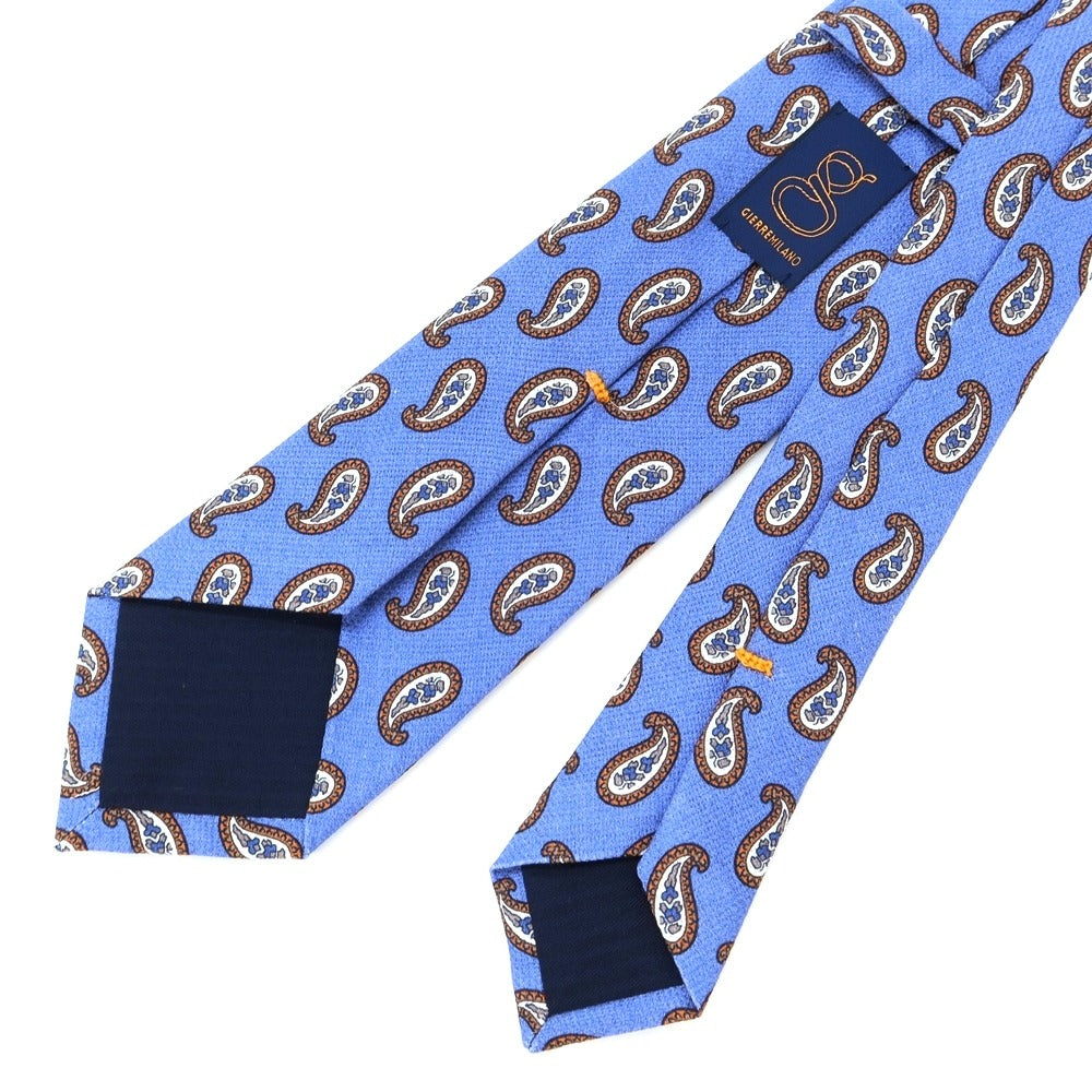 [New] GIERRE Paisley Print Tri-Fold Silk Tie Blue x Orange [BLU] [S/S/A/W] [Condition Rank N] [Men&