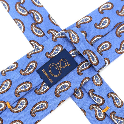 [New] GIERRE Paisley Print Tri-Fold Silk Tie Blue x Orange [BLU] [S/S/A/W] [Condition Rank N] [Men&