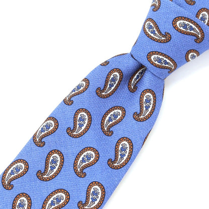 [New] GIERRE Paisley Print Tri-Fold Silk Tie Blue x Orange [BLU] [S/S/A/W] [Condition Rank N] [Men&