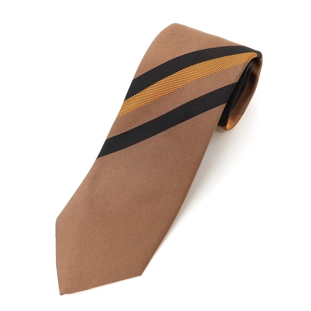 [New] GIERRE Panel Stripe Tri-Fold Silk Tie Light Brown x Black [BRW] [S/S/A/W] [Condition Rank N] [Men&