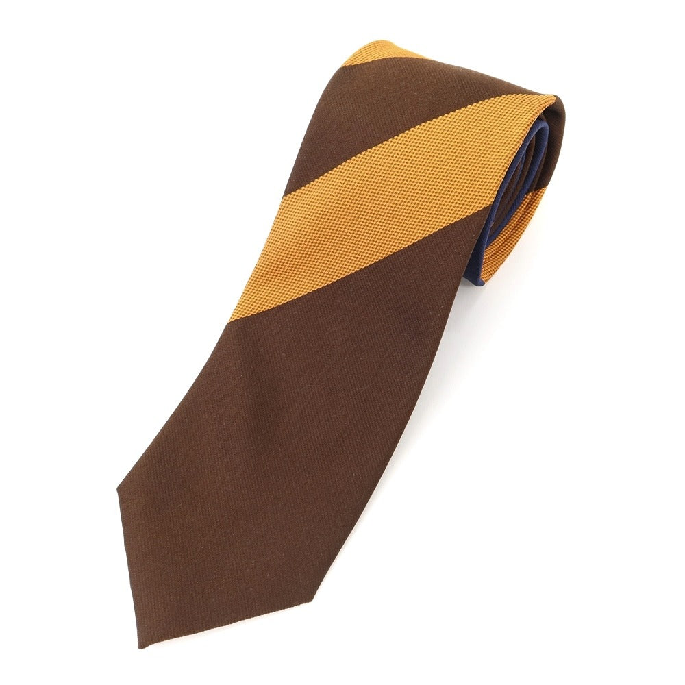 [New] GIERRE Panel Stripe Tri-Fold Silk Tie Brown x Navy [BRW] [S/S/A/W] [Condition Rank N] [Men&