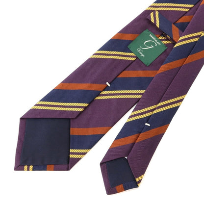 [New] GIERRE Striped 3-fold Silk Tie Purple x Navy [PUP] [S/S/A/W] [Condition Rank N] [Men&