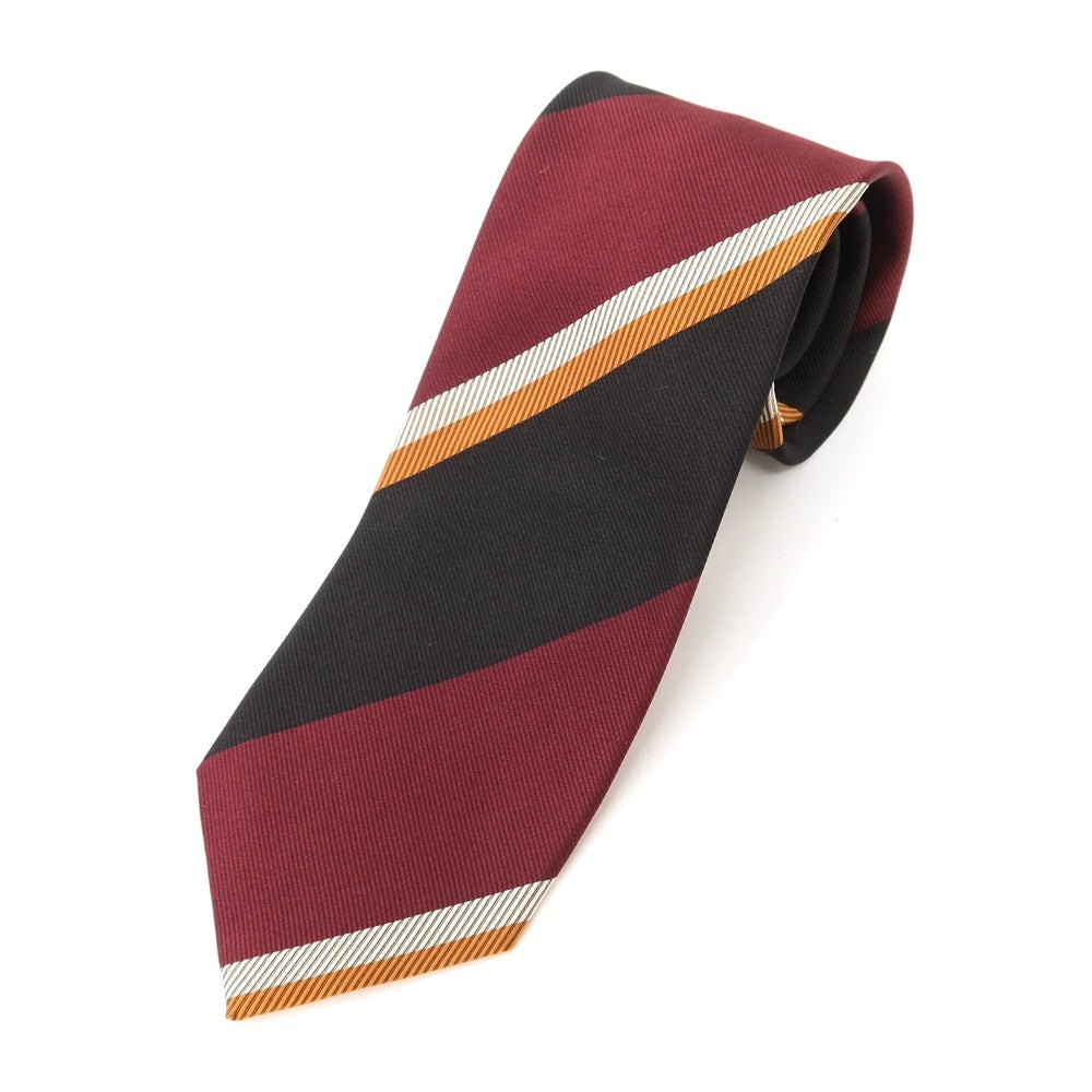 [New] GIERRE Striped 3-fold Silk Tie Bordeaux x Black [RED] [S/S/A/W] [Condition Rank N] [Men&