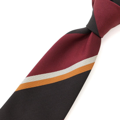 [New] GIERRE Striped 3-fold Silk Tie Bordeaux x Black [RED] [S/S/A/W] [Condition Rank N] [Men&