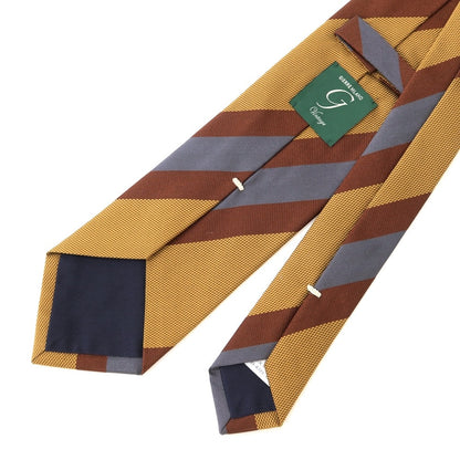 [New] GIERRE Striped Tri-Fold Silk Tie Ocher x Brown [BRW] [S/S/A/W] [Condition Rank N] [Men&