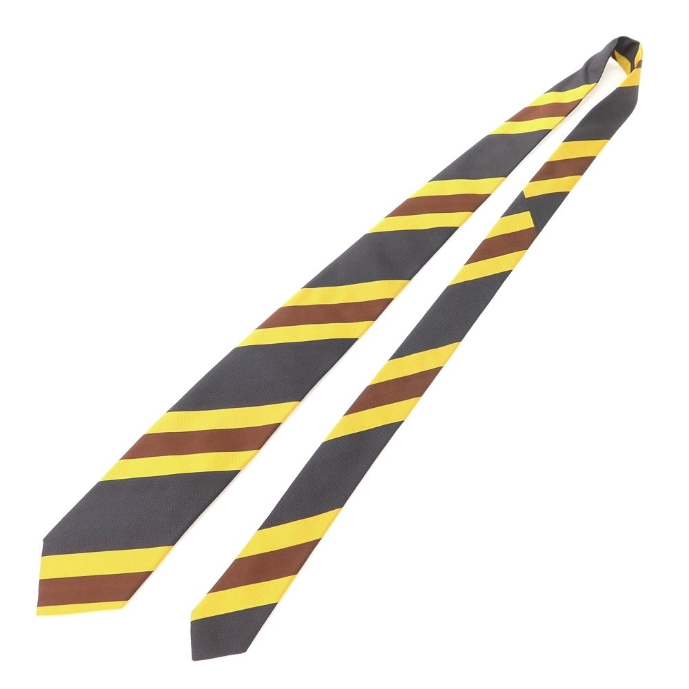 [New] GIERRE Striped 3-fold Silk Tie Charcoal Gray x Yellow [GRY] [S/S/A/W] [Condition Rank N] [Men&