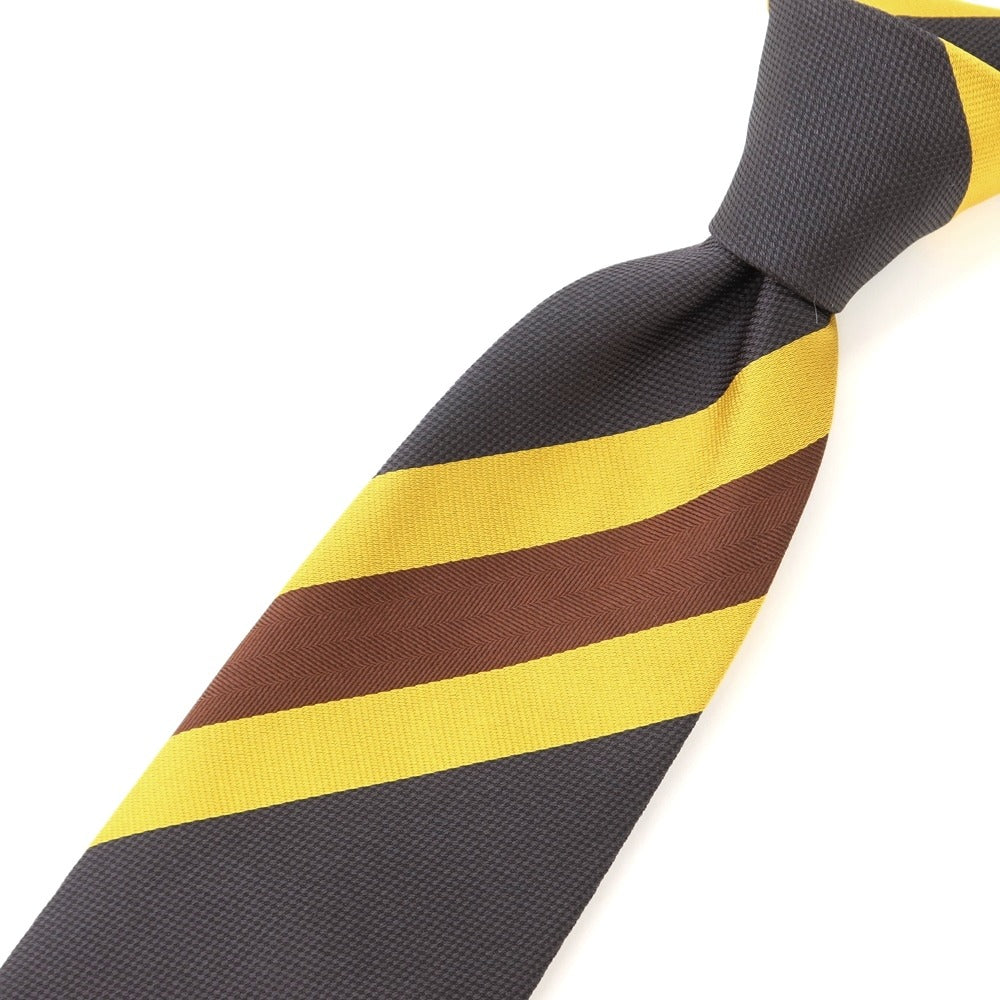 [New] GIERRE Striped 3-fold Silk Tie Charcoal Gray x Yellow [GRY] [S/S/A/W] [Condition Rank N] [Men&