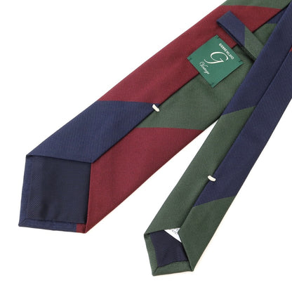 [New] GIERRE Striped 3-fold Silk Tie Green x Navy [GRN] [S/S/A/W] [Condition Rank N] [Men&