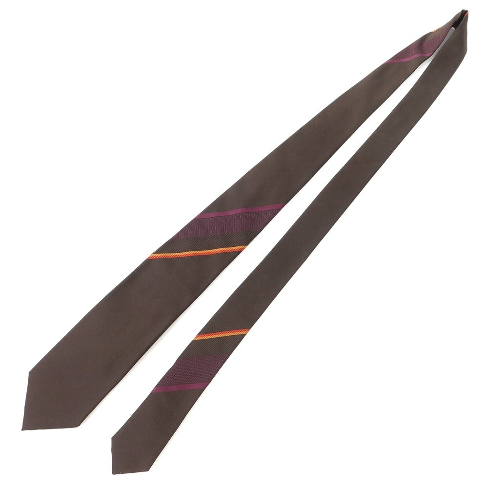 [New] GIERRE Panel Stripe Tri-Fold Silk Tie Dark Brown x Purple [BRW] [S/S/A/W] [Condition Rank N] [Men&