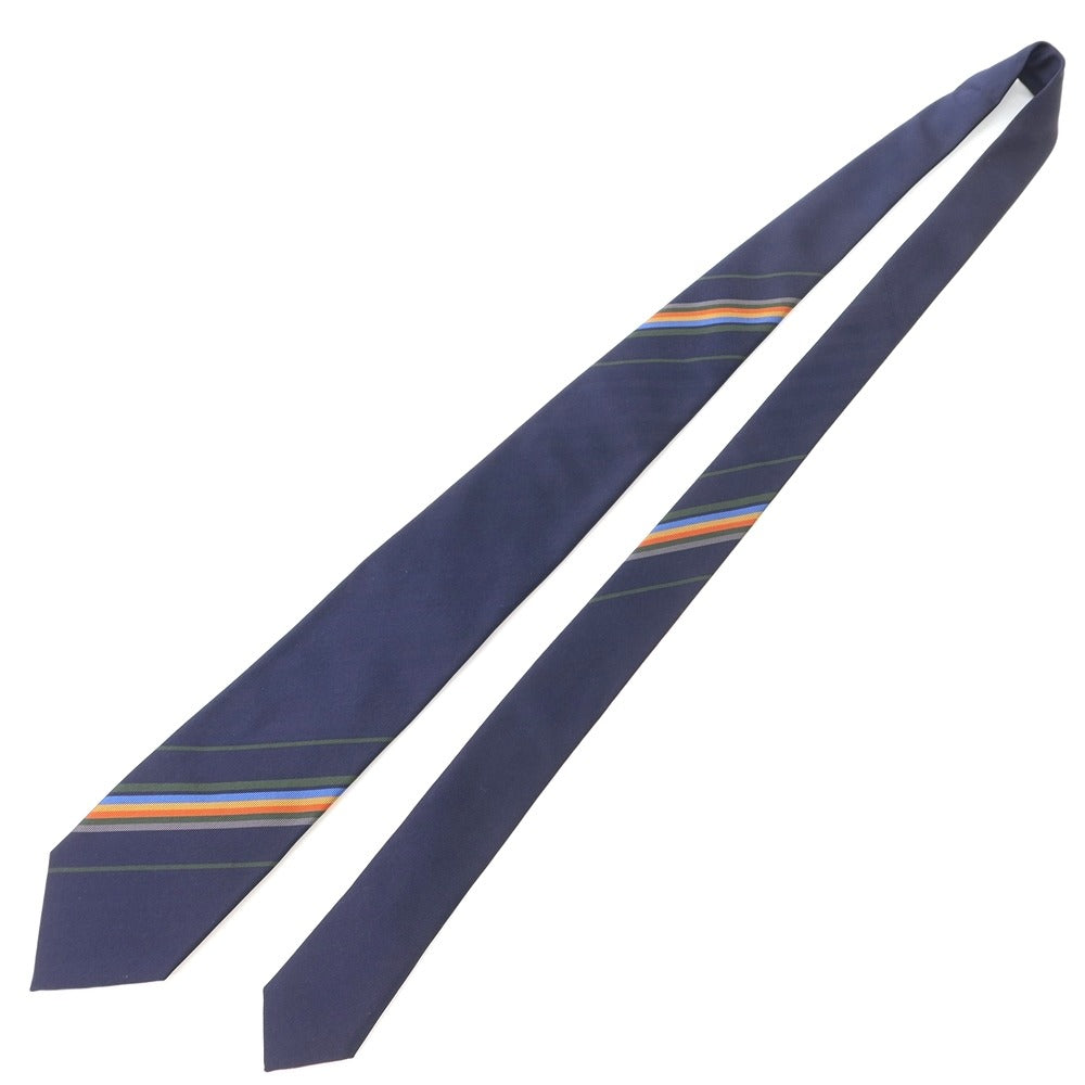 [New] GIERRE Panel Stripe Tri-Fold Silk Tie Navy x Green [NVY] [S/S/A/W] [Condition Rank N] [Men&