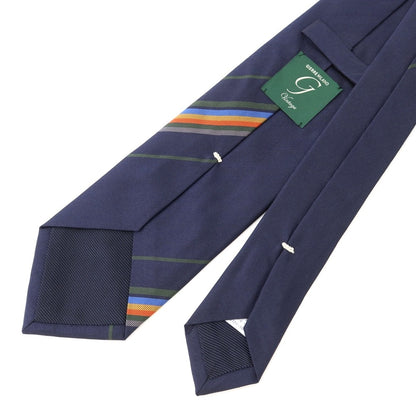 [New] GIERRE Panel Stripe Tri-Fold Silk Tie Navy x Green [NVY] [S/S/A/W] [Condition Rank N] [Men&