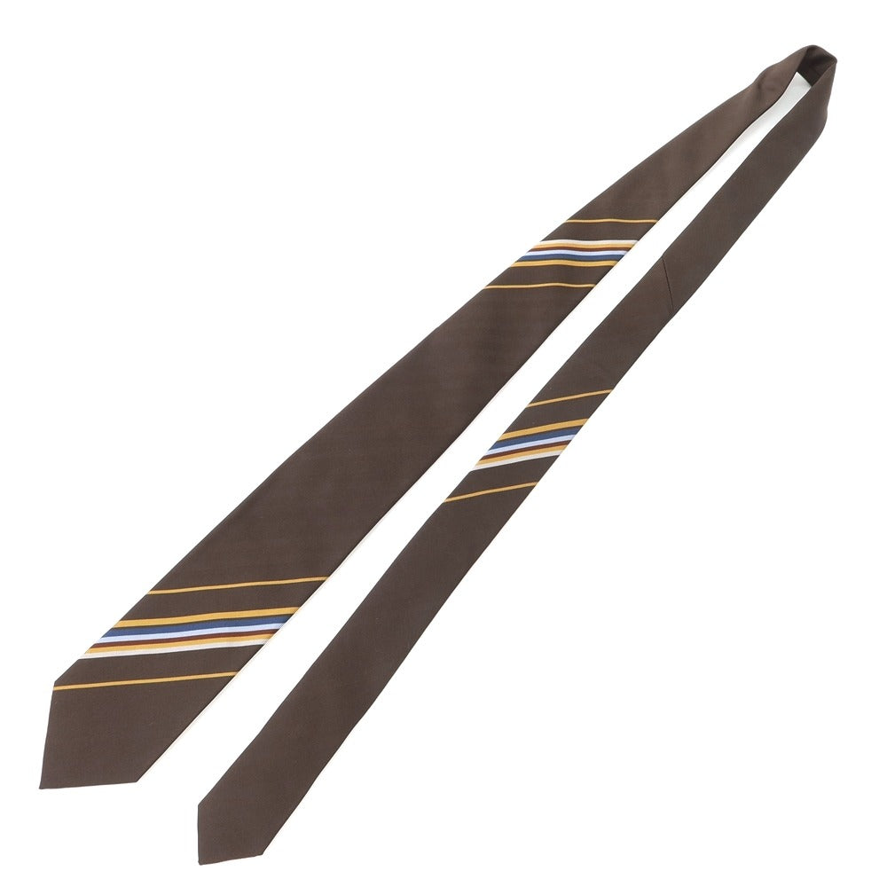 [New] GIERRE Panel Stripe Tri-Fold Silk Tie Brown x Camel [BRW] [S/S/A/W] [Condition Rank N] [Men&