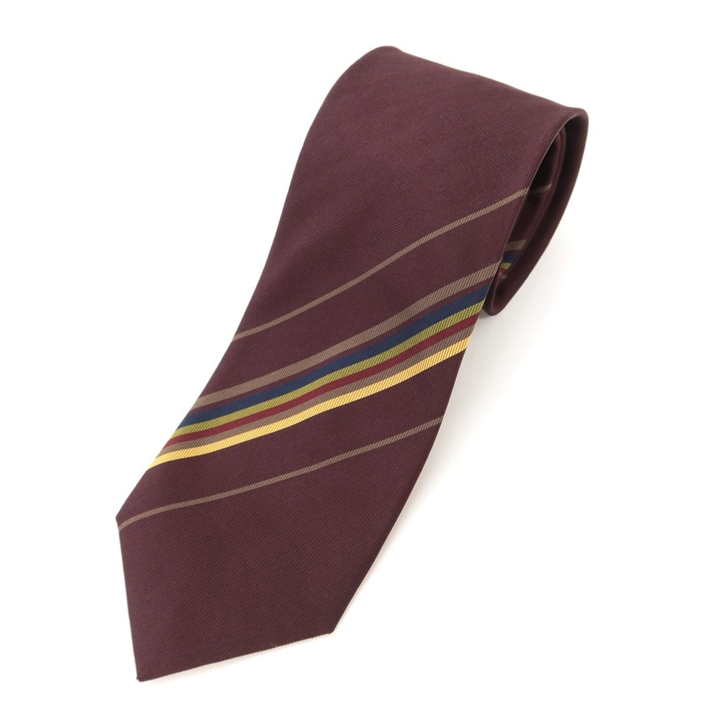 [New] GIERRE Panel Stripe Tri-Fold Silk Tie Bordeaux x Dark Beige [RED] [S/S/A/W] [Condition Rank N] [Men&