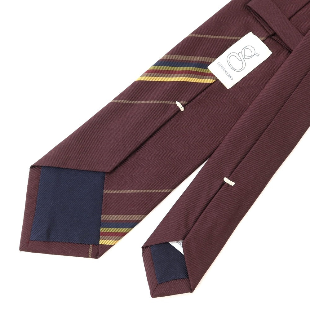 [New] GIERRE Panel Stripe Tri-Fold Silk Tie Bordeaux x Dark Beige [RED] [S/S/A/W] [Condition Rank N] [Men&