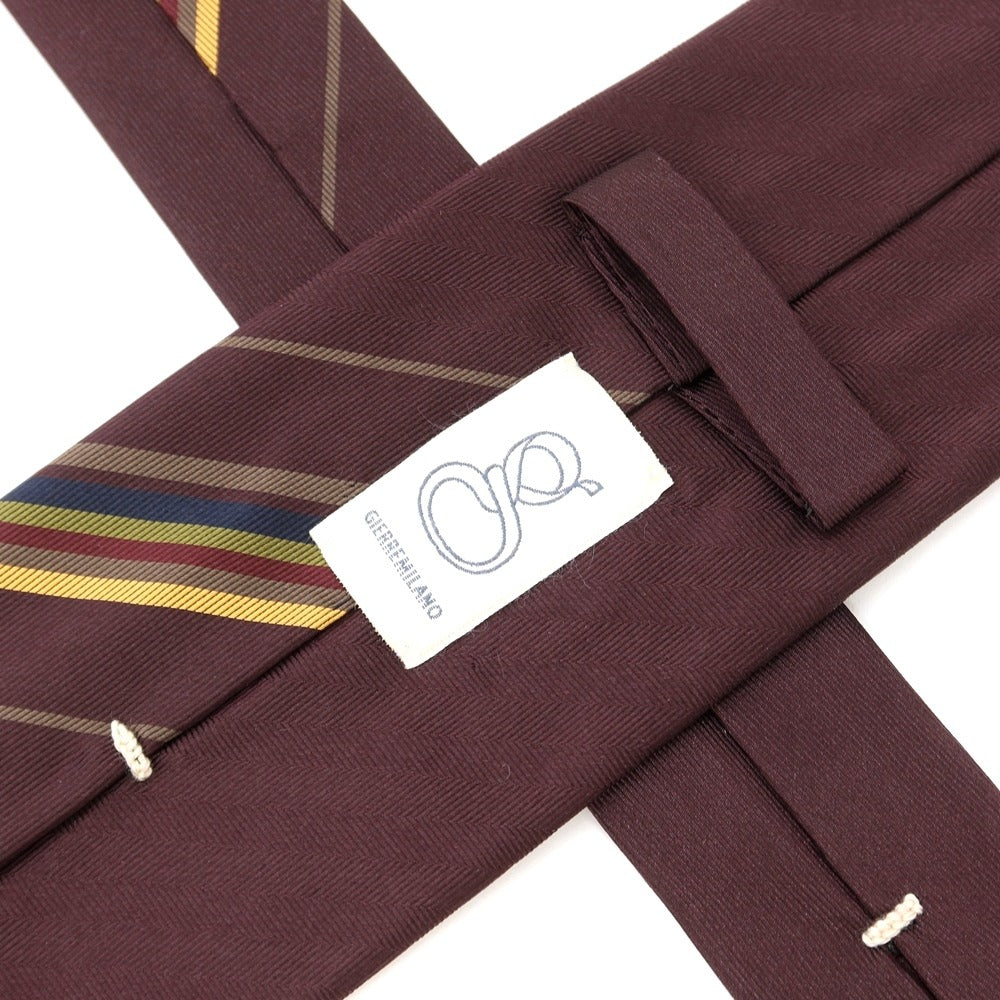 [New] GIERRE Panel Stripe Tri-Fold Silk Tie Bordeaux x Dark Beige [RED] [S/S/A/W] [Condition Rank N] [Men&