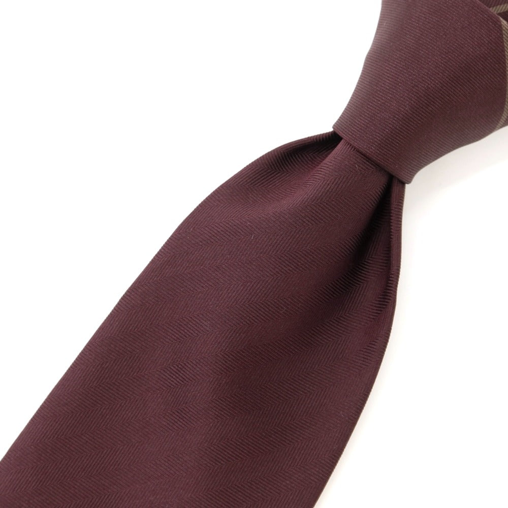 [New] GIERRE Panel Stripe Tri-Fold Silk Tie Bordeaux x Dark Beige [RED] [S/S/A/W] [Condition Rank N] [Men&