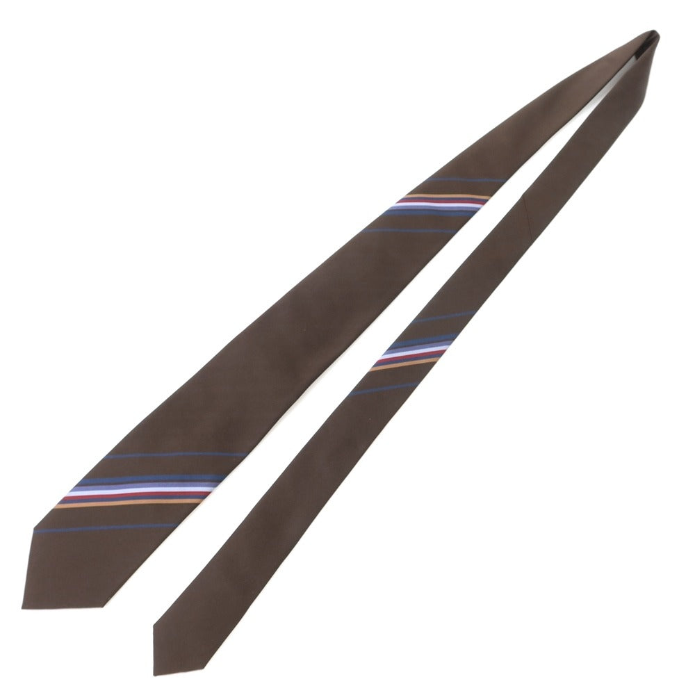 [New] GIERRE Panel Stripe Tri-Fold Silk Tie Dark Brown x Blue [BRW] [S/S/A/W] [Condition Rank N] [Men&