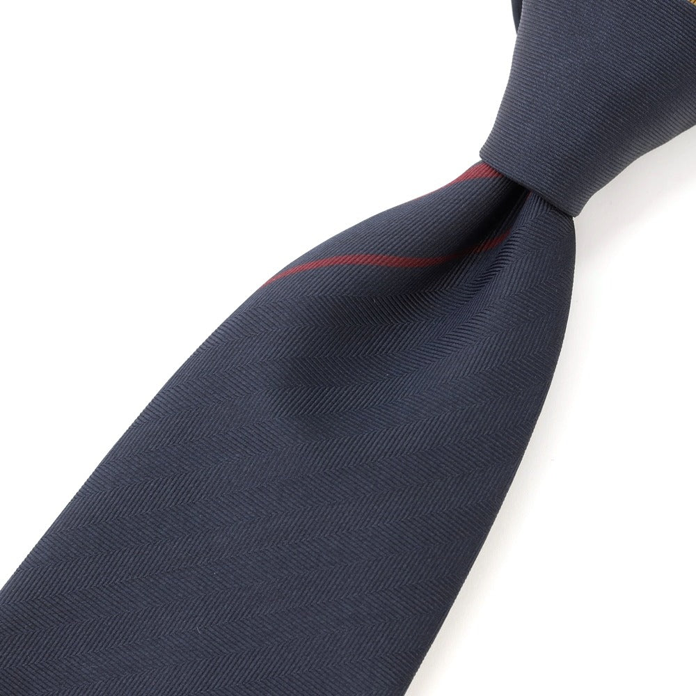 [New] GIERRE Panel Stripe Tri-Fold Silk Tie Navy x Bordeaux [NVY] [S/S/A/W] [Condition Rank N] [Men&