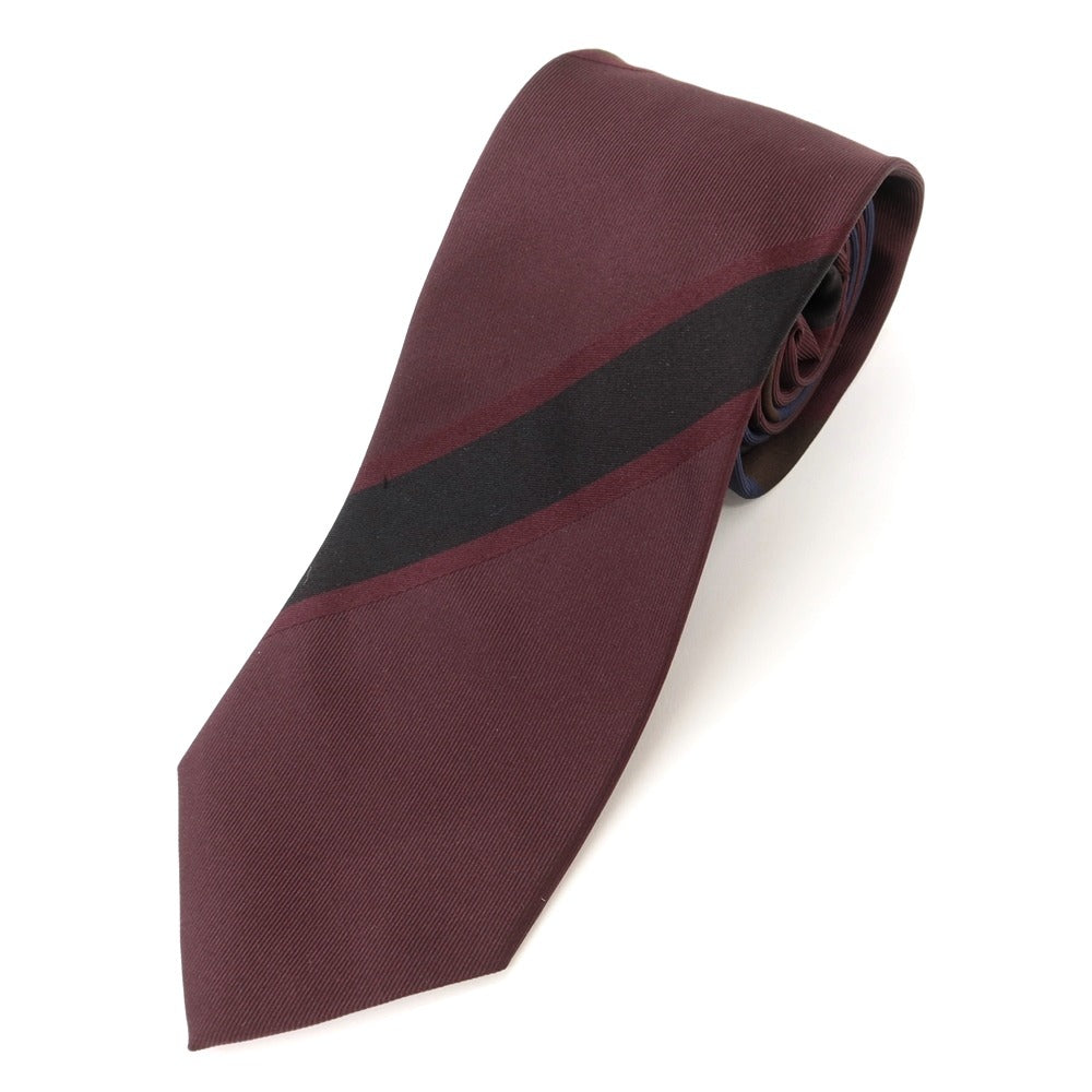 [New] GIERRE Panel Stripe Tri-Fold Silk Tie Bordeaux x Navy [RED] [S/S/A/W] [Condition Rank N] [Men&