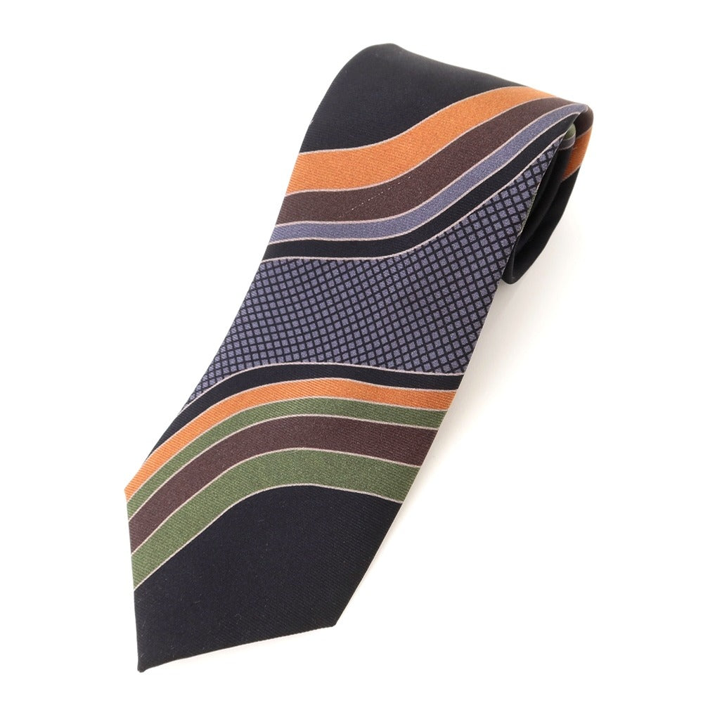 [New Outlet] GIERRE Panel Print Tri-Fold Silk Tie Black x Grey [BLK] [S/S/A/W] [Condition Rank N-] [Men&