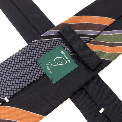 [New Outlet] GIERRE Panel Print Tri-Fold Silk Tie Black x Grey [BLK] [S/S/A/W] [Condition Rank N-] [Men&