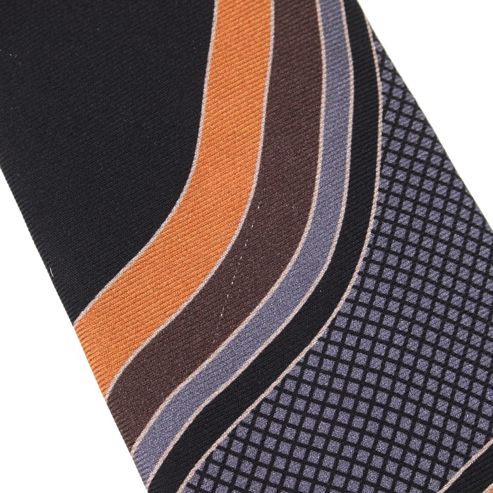 [New Outlet] GIERRE Panel Print Tri-Fold Silk Tie Black x Grey [BLK] [S/S/A/W] [Condition Rank N-] [Men&