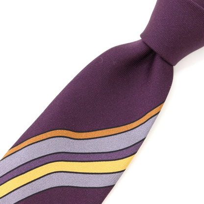 [New] GIERRE Panel Print Tri-Fold Silk Tie Purple x Light Brown [PUP] [S/S/A/W] [Condition Rank N] [Men&