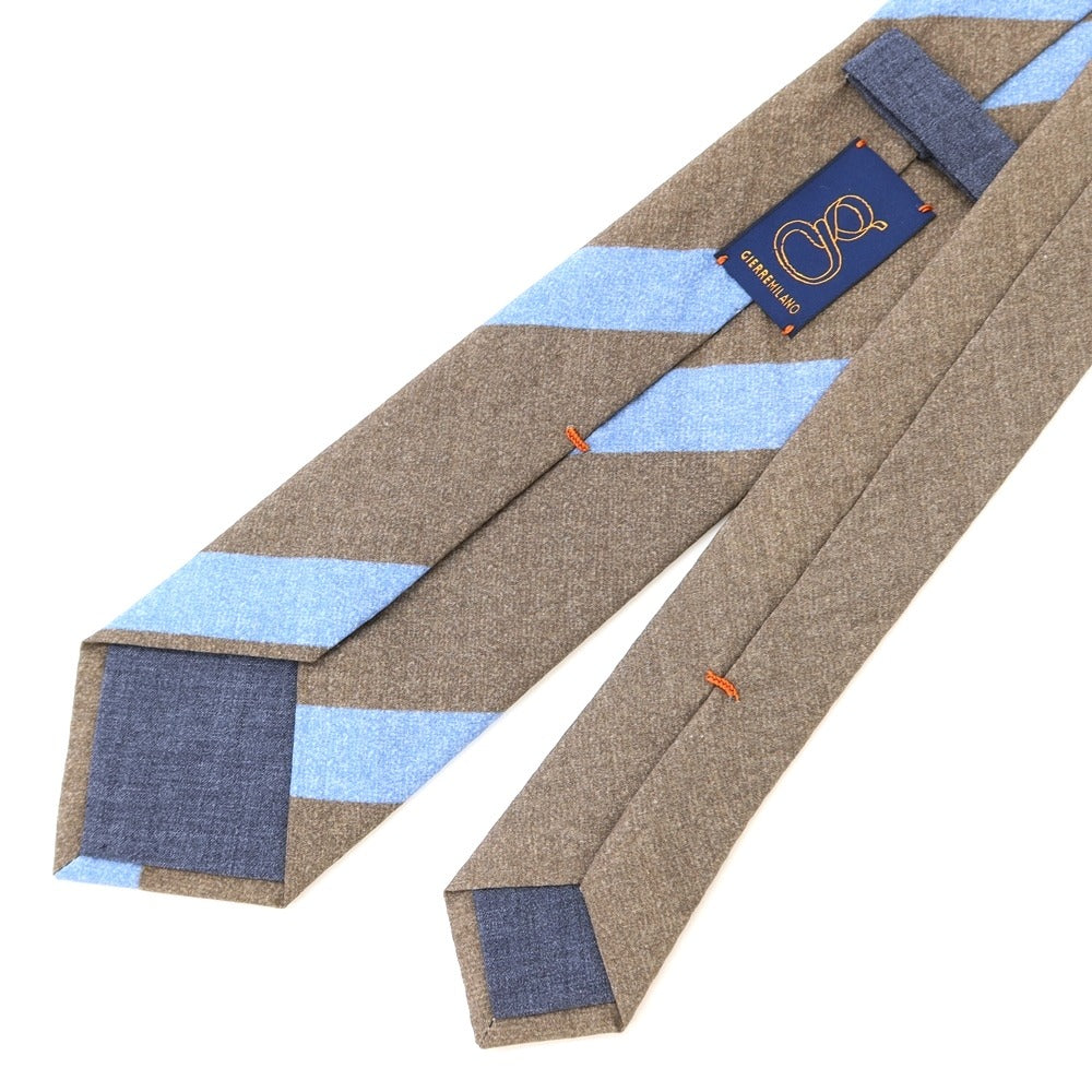 [New] GIERRE Printed 3-fold Cotton Silk Tie Brown x Light Blue [BRW] [S/S/A/W] [Condition Rank N] [Men&