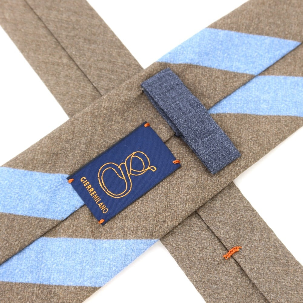 [New] GIERRE Printed 3-fold Cotton Silk Tie Brown x Light Blue [BRW] [S/S/A/W] [Condition Rank N] [Men&
