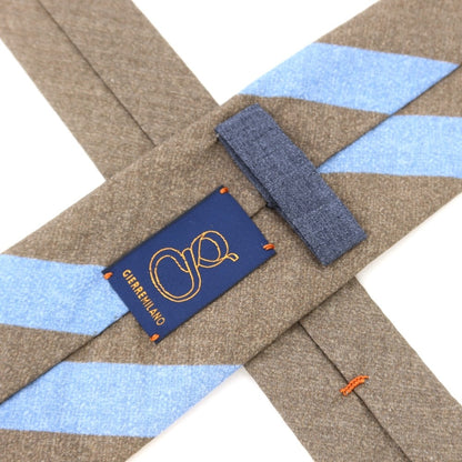 [New] GIERRE Printed 3-fold Cotton Silk Tie Brown x Light Blue [BRW] [S/S/A/W] [Condition Rank N] [Men&