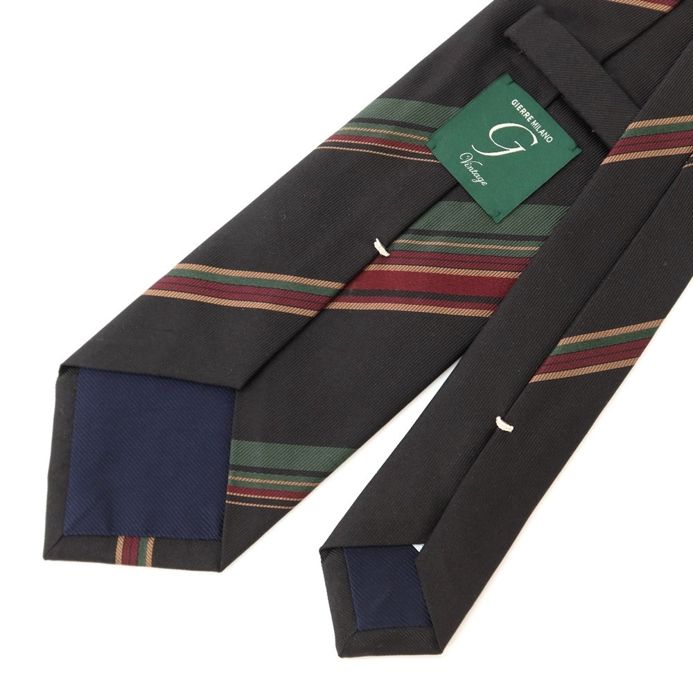 [New] GIERRE Striped Tri-Fold Silk Tie Black x Green [BLK] [S/S/A/W] [Condition Rank N] [Men&