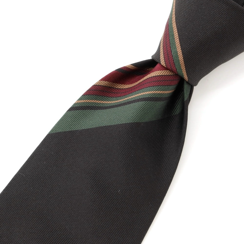 [New] GIERRE Striped Tri-Fold Silk Tie Black x Green [BLK] [S/S/A/W] [Condition Rank N] [Men&