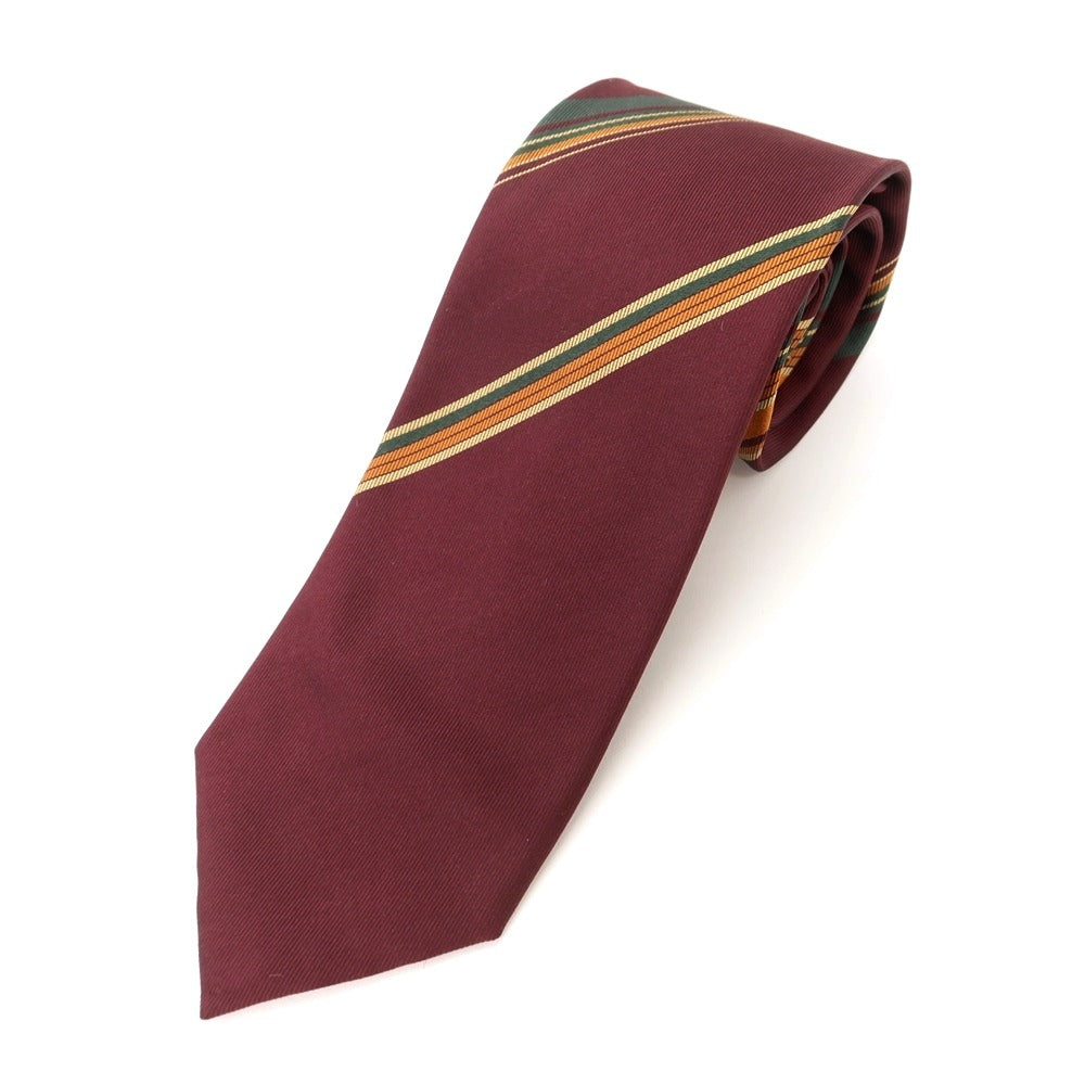 [New] GIERRE Striped 3-fold Silk Tie Bordeaux x Green [RED] [S/S/A/W] [Condition Rank N] [Men&