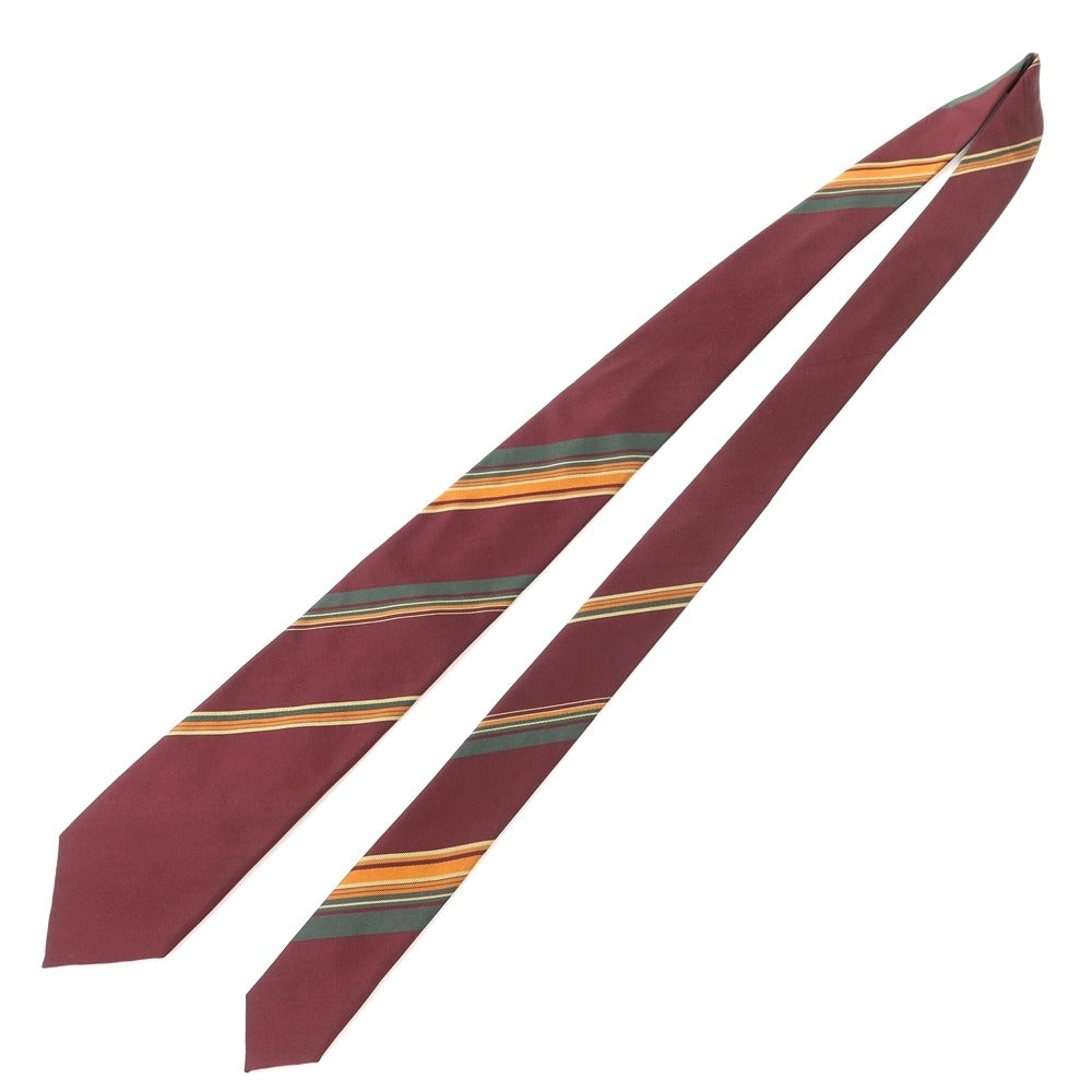 [New] GIERRE Striped 3-fold Silk Tie Bordeaux x Green [RED] [S/S/A/W] [Condition Rank N] [Men&