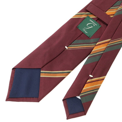 [New] GIERRE Striped 3-fold Silk Tie Bordeaux x Green [RED] [S/S/A/W] [Condition Rank N] [Men&