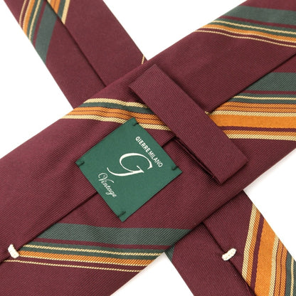 [New] GIERRE Striped 3-fold Silk Tie Bordeaux x Green [RED] [S/S/A/W] [Condition Rank N] [Men&