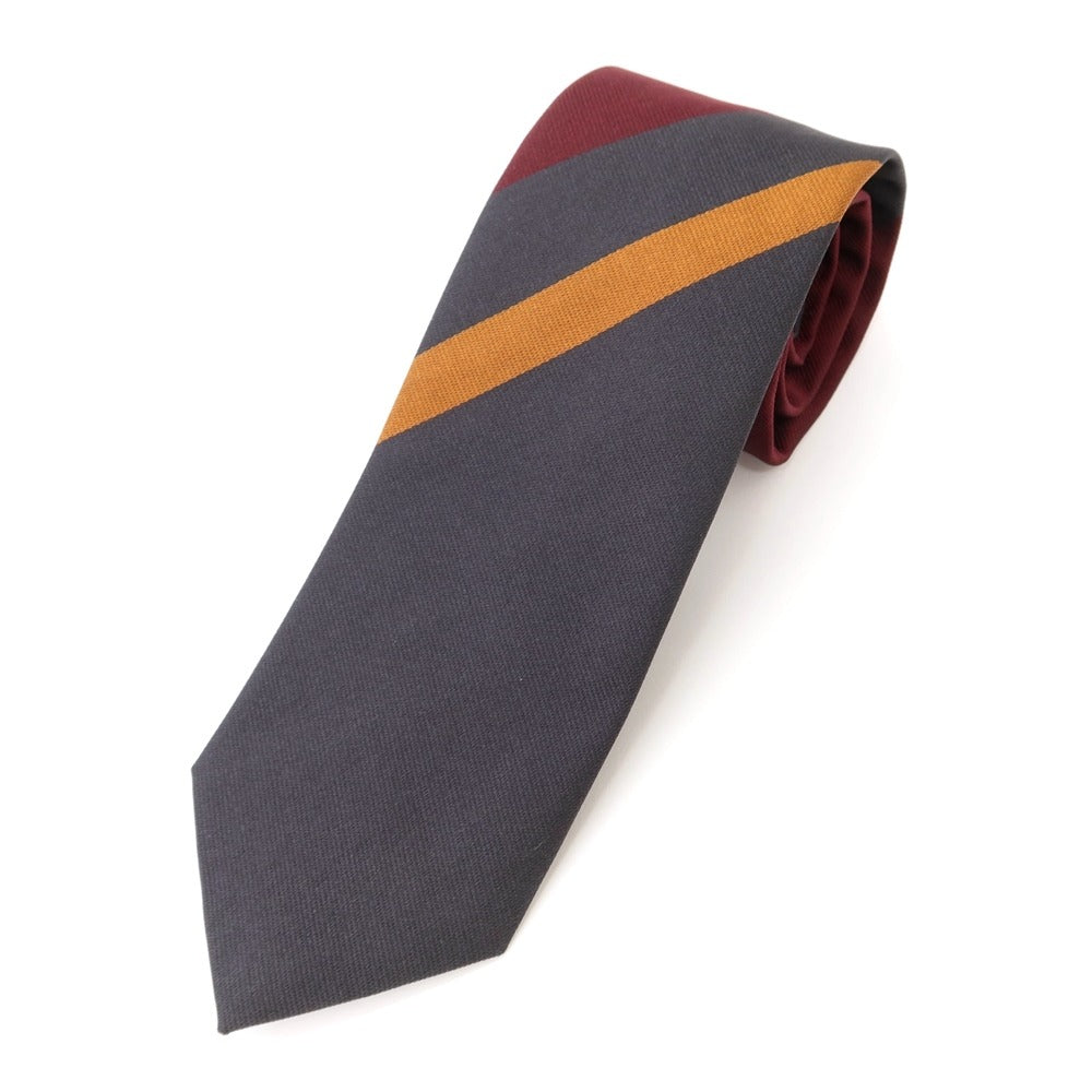 [New] GIERRE Panel Stripe Tri-Fold Cotton Silk Tie Bordeaux x Dark Gray [RED] [S/S/A/W] [Condition Rank N] [Men&