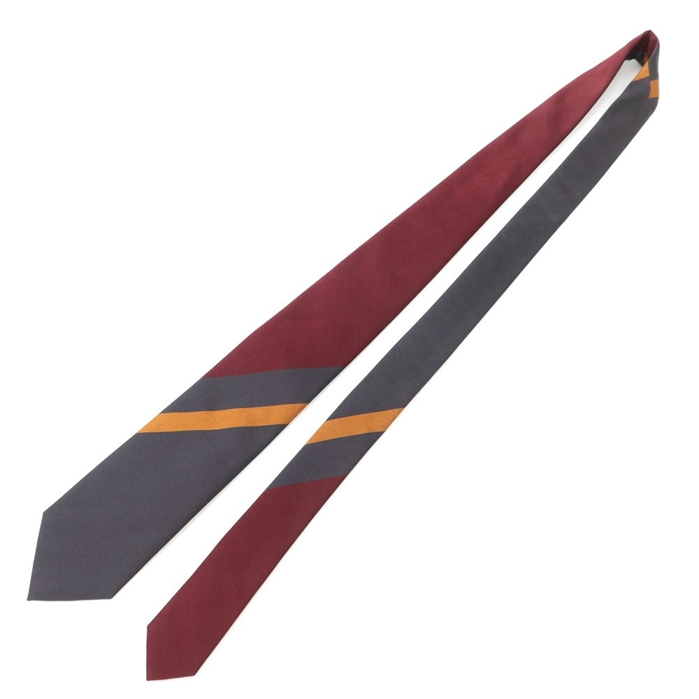 [New] GIERRE Panel Stripe Tri-Fold Cotton Silk Tie Bordeaux x Dark Gray [RED] [S/S/A/W] [Condition Rank N] [Men&