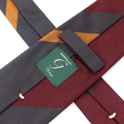 [New] GIERRE Panel Stripe Tri-Fold Cotton Silk Tie Bordeaux x Dark Gray [RED] [S/S/A/W] [Condition Rank N] [Men&