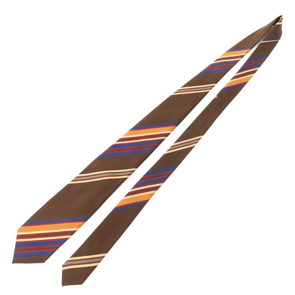 [New] GIERRE Striped Tri-Fold Silk Tie Brown x Orange [BRW] [S/S/A/W] [Condition Rank N] [Men&