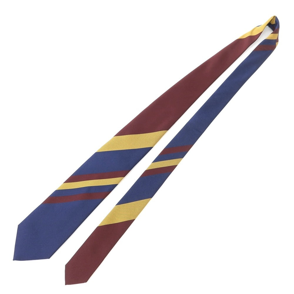 [New] GIERRE Panel Stripe Tri-Fold Silk Tie Navy x Bordeaux [NVY] [S/S/A/W] [Condition Rank N] [Men&