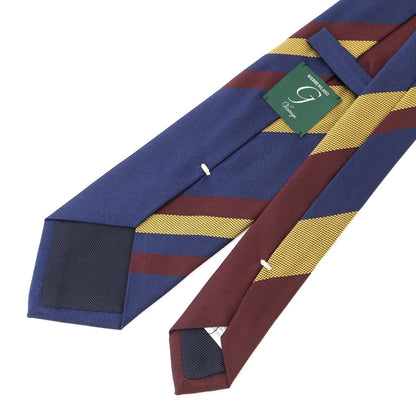 [New] GIERRE Panel Stripe Tri-Fold Silk Tie Navy x Bordeaux [NVY] [S/S/A/W] [Condition Rank N] [Men&