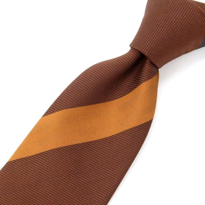 [New] GIERRE Striped Tri-Fold Silk Tie Brown x Charcoal [BRW] [S/S/A/W] [Condition Rank N] [Men&