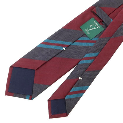 [New] GIERRE Striped 3-fold Silk Tie Bordeaux x Dark Gray [RED] [S/S/A/W] [Condition Rank N] [Men&