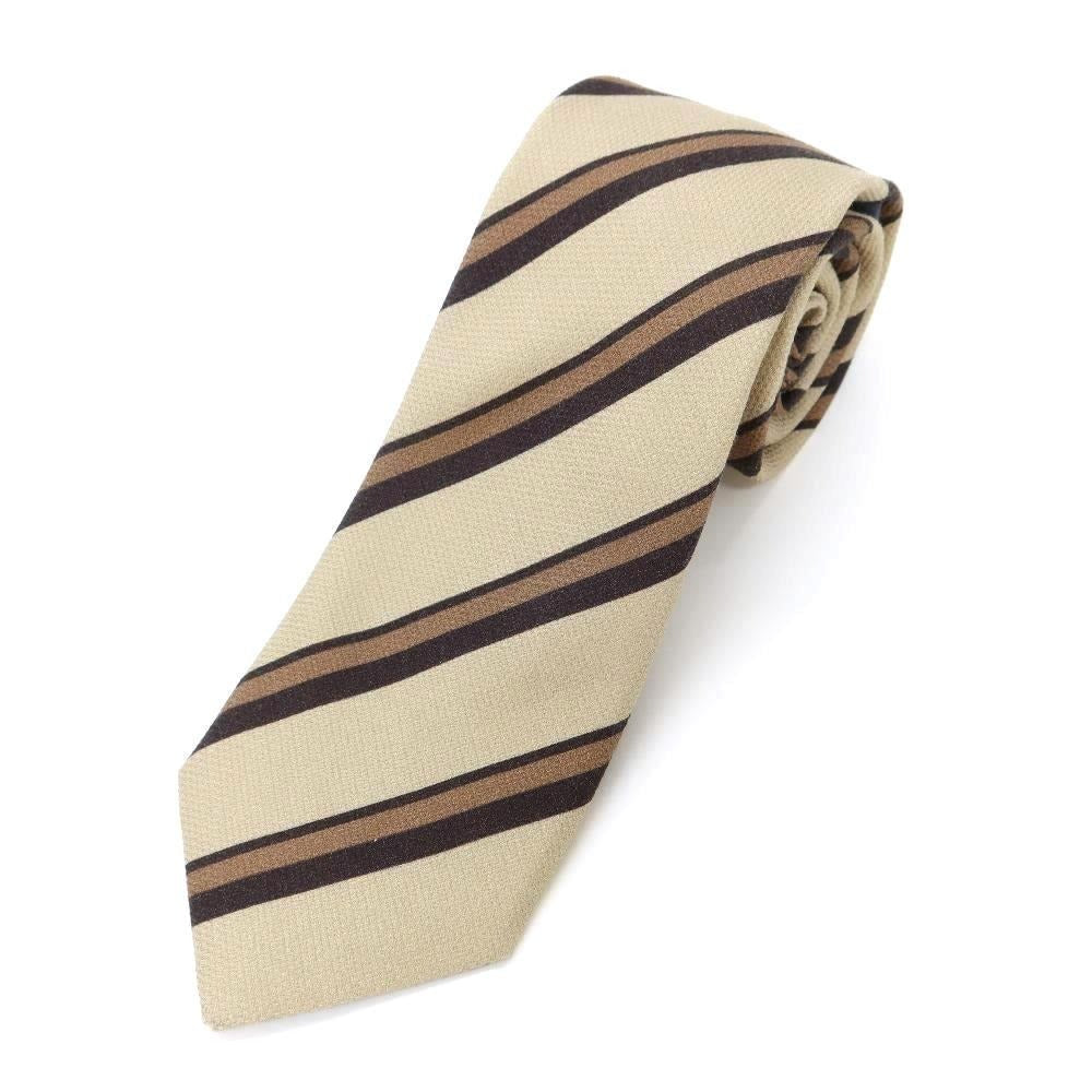 [New Outlet] GIERRE Striped Print Tri-Fold Silk Tie Beige x Brown [BEI] [S/S/A/W] [Condition Rank N-] [Men&