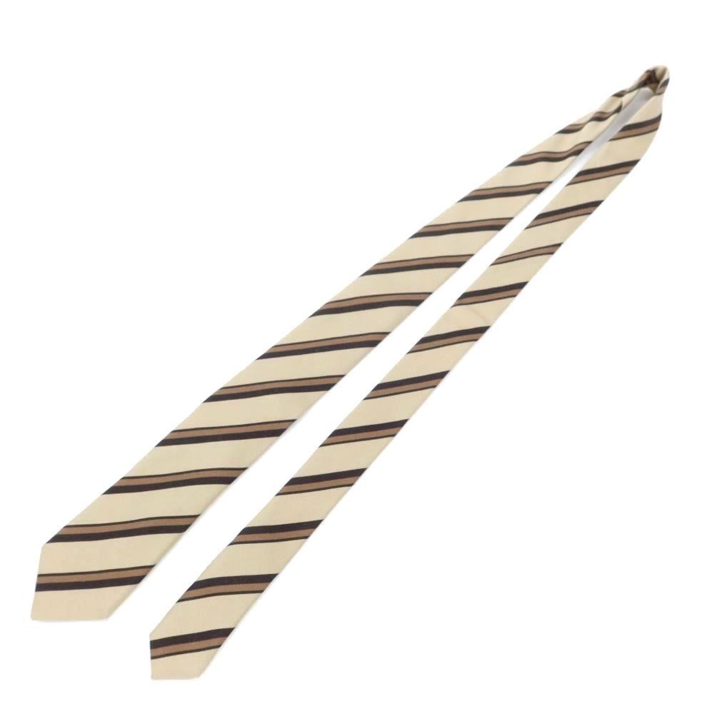 [New Outlet] GIERRE Striped Print Tri-Fold Silk Tie Beige x Brown [BEI] [S/S/A/W] [Condition Rank N-] [Men&
