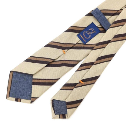 [New Outlet] GIERRE Striped Print Tri-Fold Silk Tie Beige x Brown [BEI] [S/S/A/W] [Condition Rank N-] [Men&